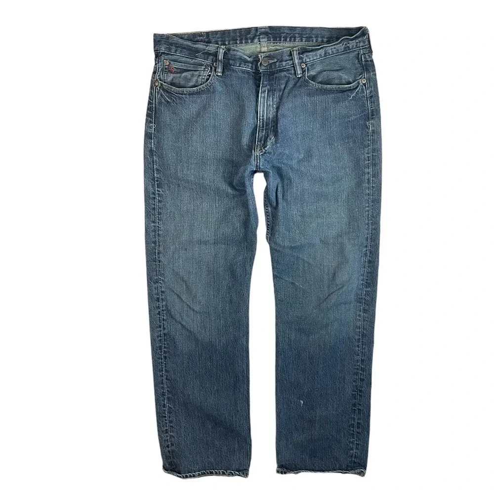 MJ270 Mens Polo Ralph Lauren Designer Classic Fit Boot Cut Denim Jeans 35x30